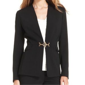 Ivanka Trump Black Classic Collarless Blazer with Gold Toggle Closure Size 12